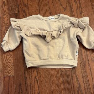 Adorable Beige Kids Sweatshirt with Ruffle Detail